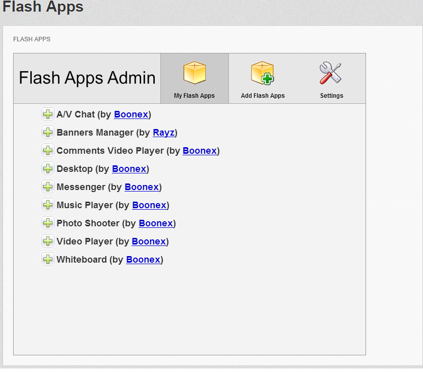 Flash apps settings